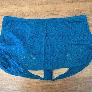 Swim by Cacique Winterfresh Blue Lace Overlay Swimskirt Bottom Womens Size 20